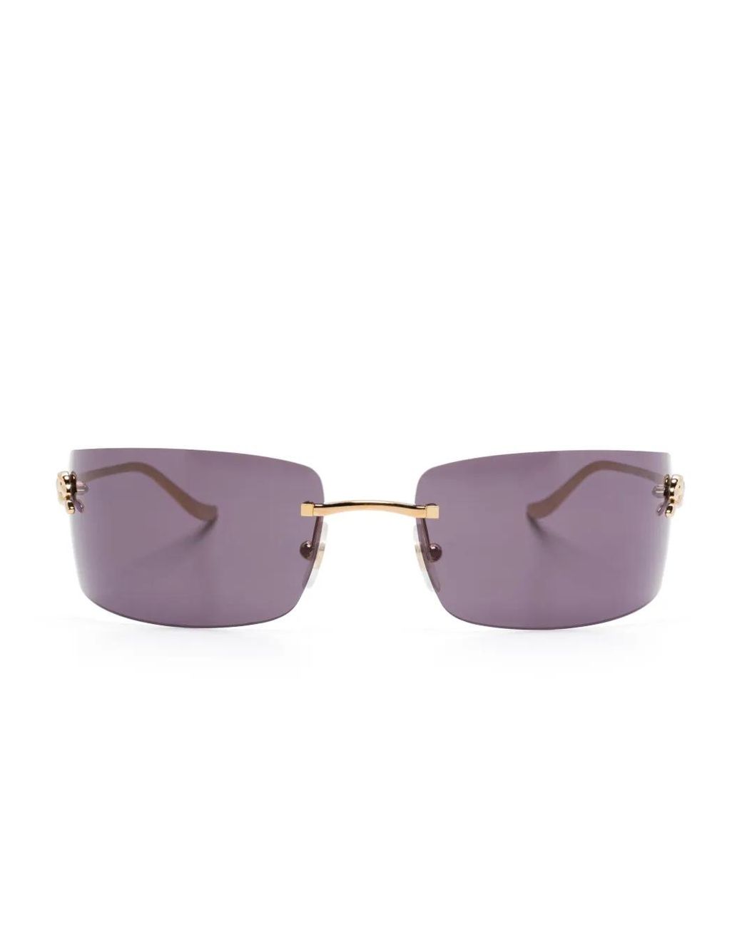 Cartier Purple Panthère De Cartier Rectangle-Frame Sunglasses