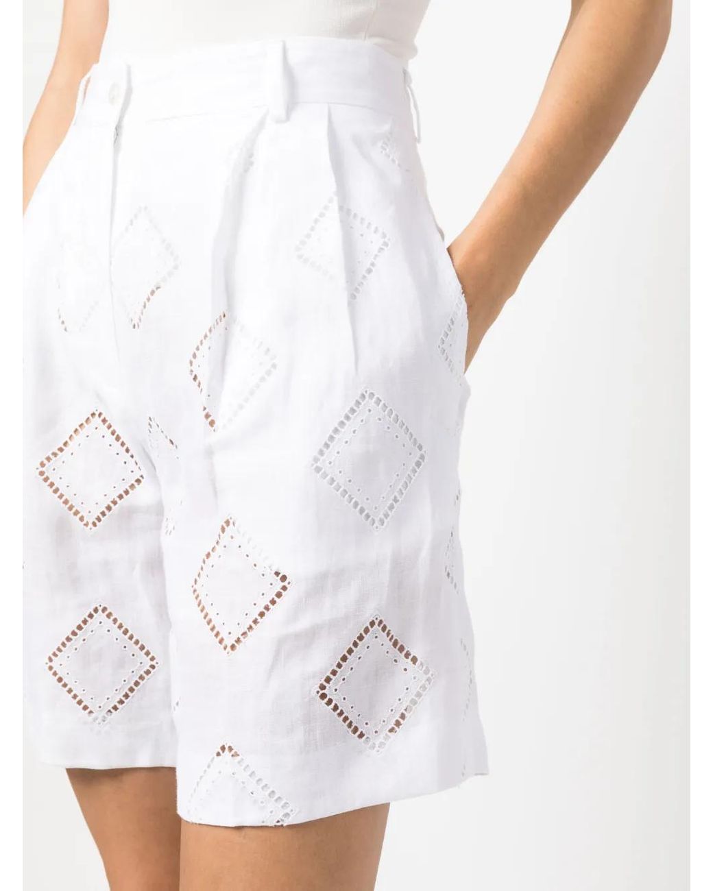 Kiton White Perforated-Detailed Shorts