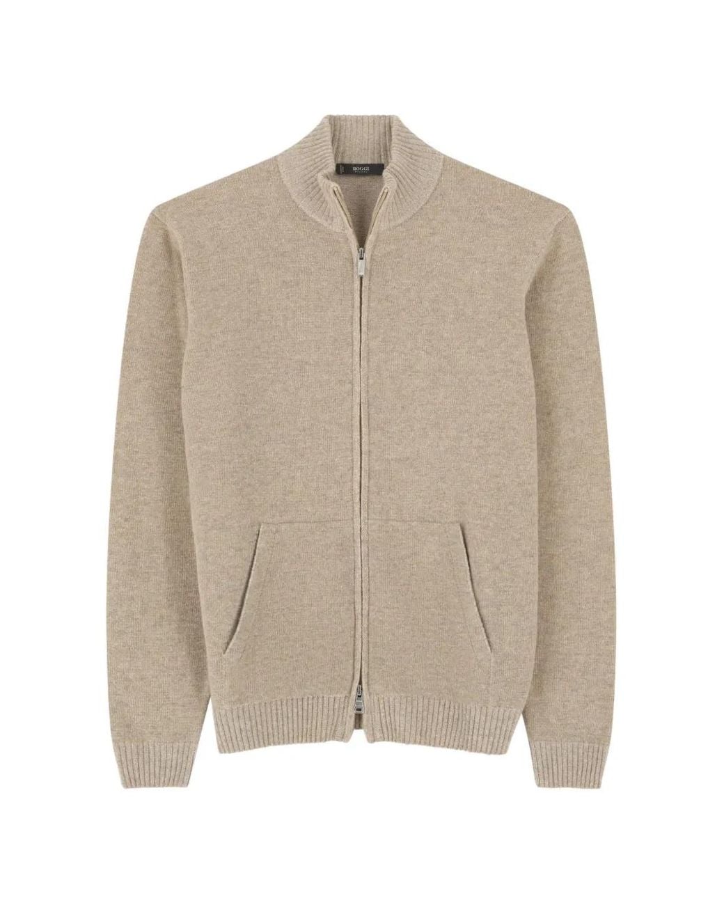 Boggi Natural Roll-Neck Jumper Full-Zip Cashmere Blend Plated for men