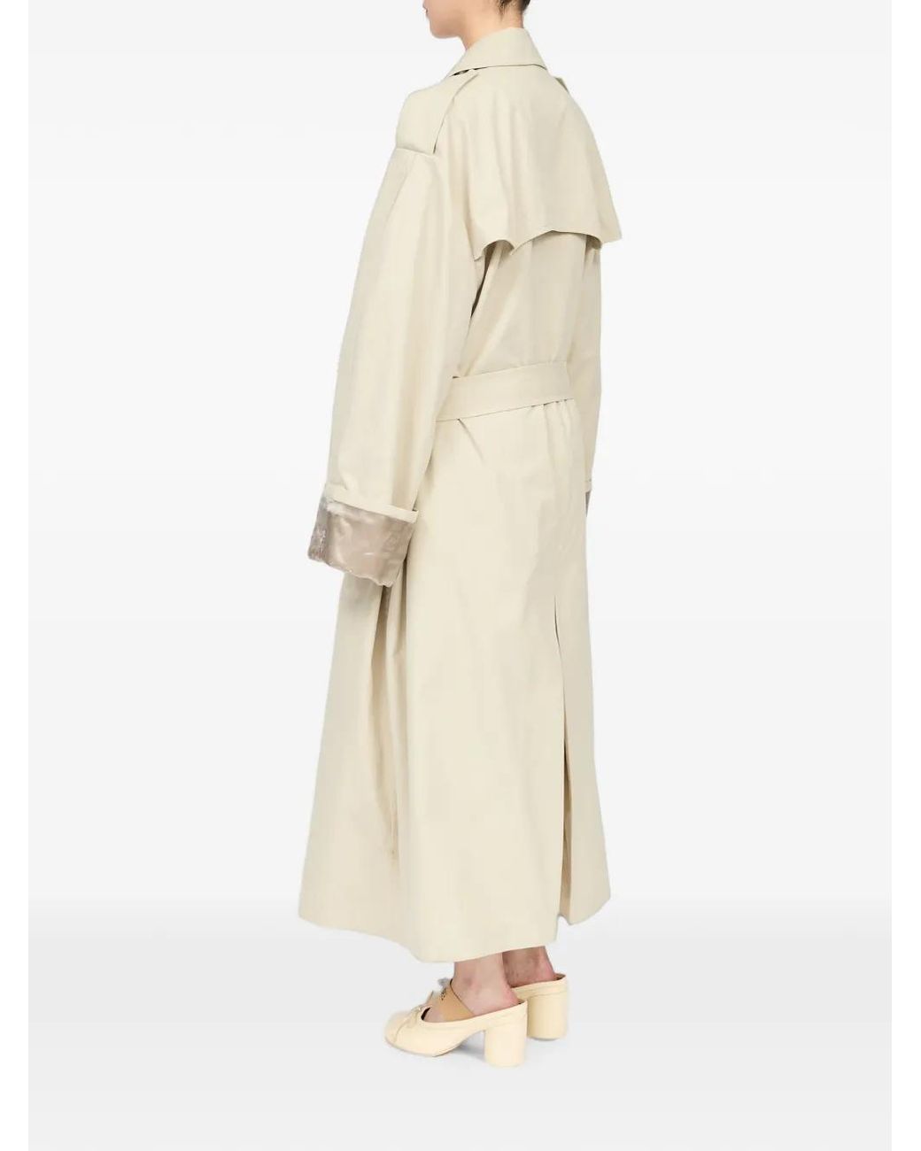 MM6 by Maison Margiela White Cotton Twill Trench Coat