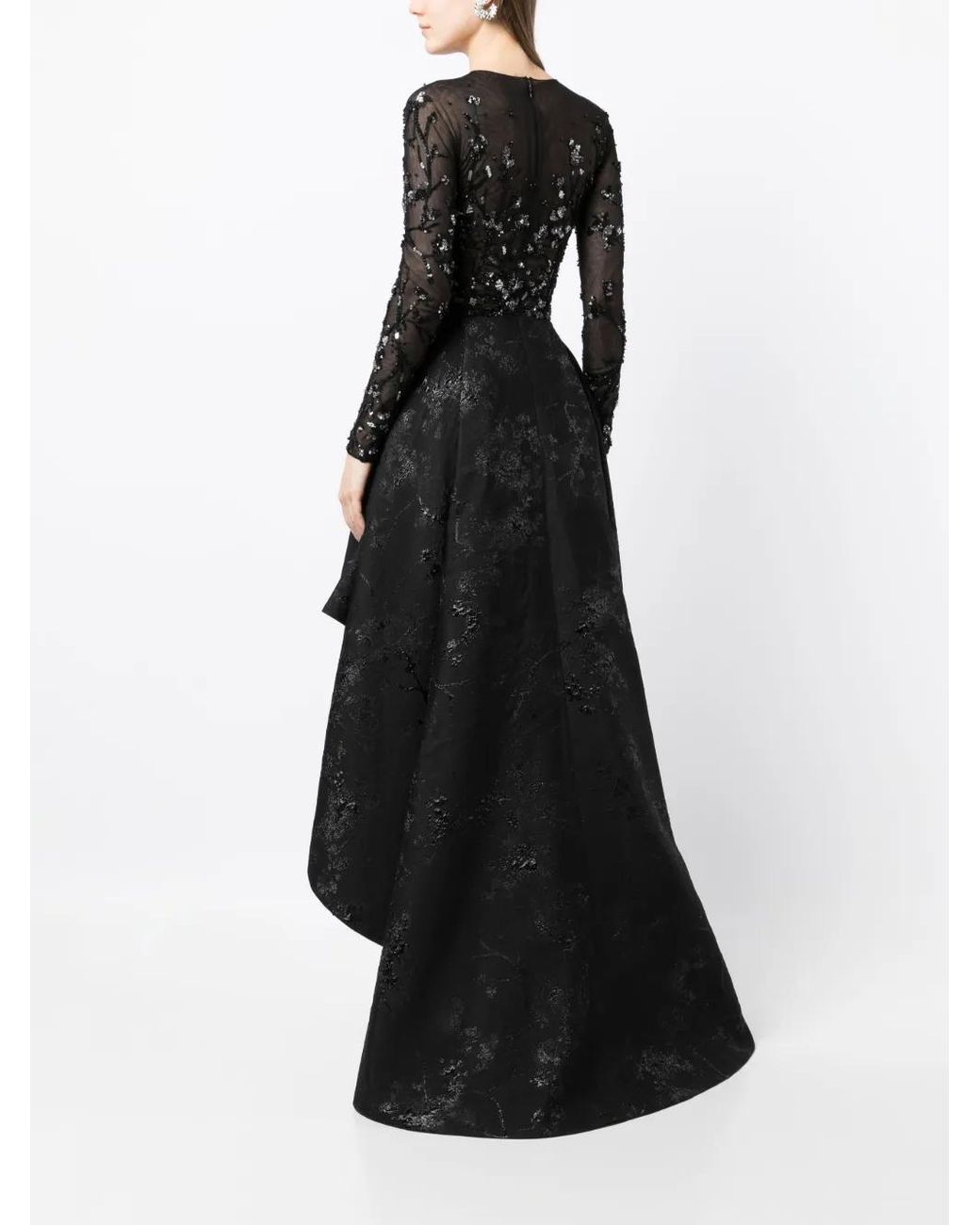 Saiid Kobeisy Black Brocade Beaded Dress