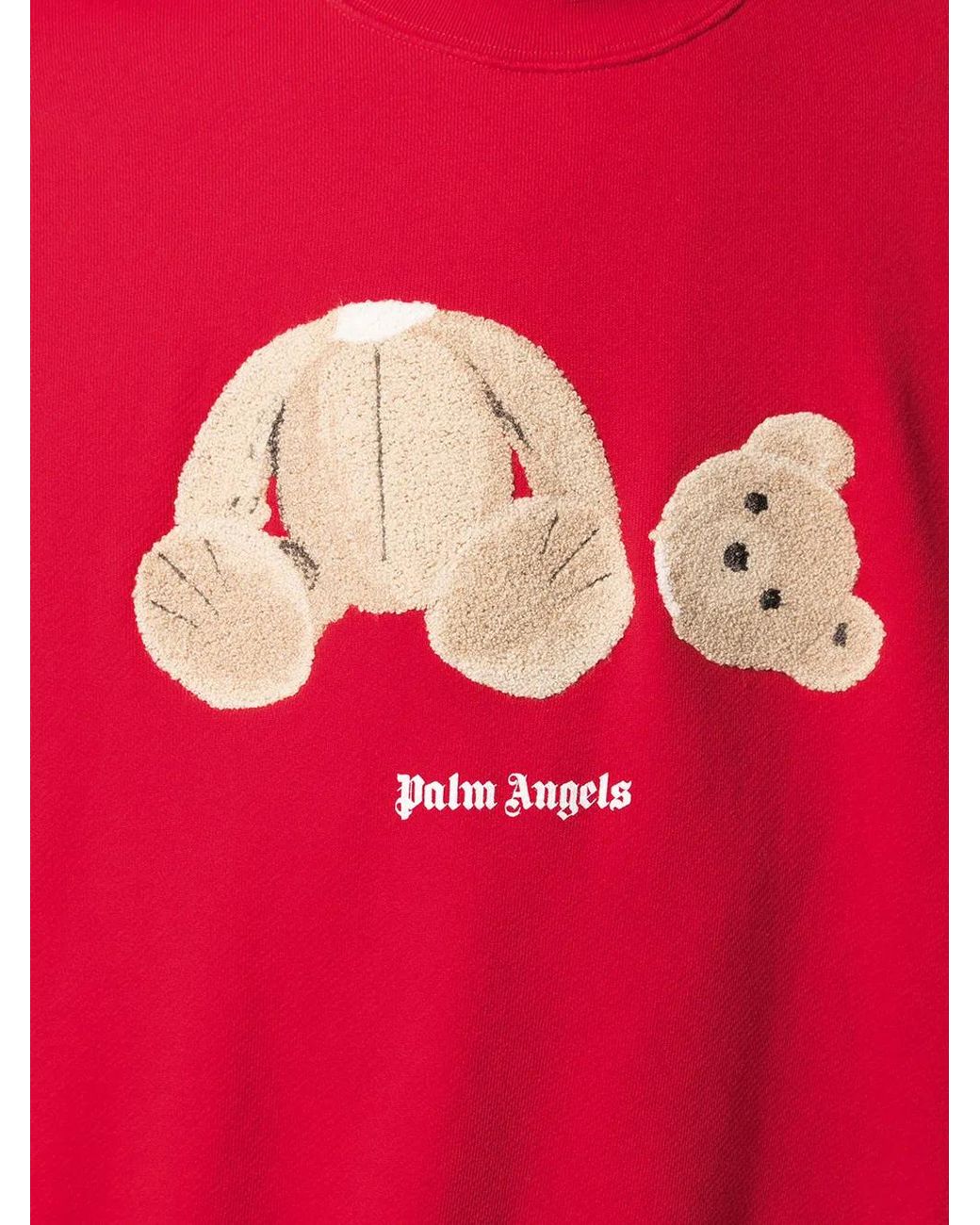 Palm Angels Red Bear Cotton Sweatshirt for men