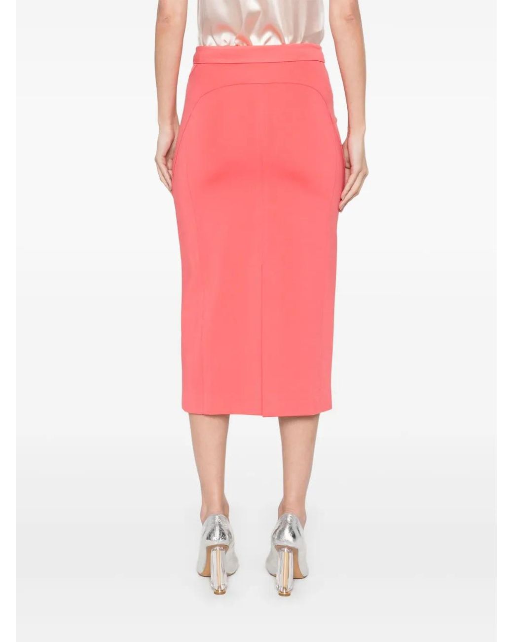 Pinko Pink Panelled Midi Skirt