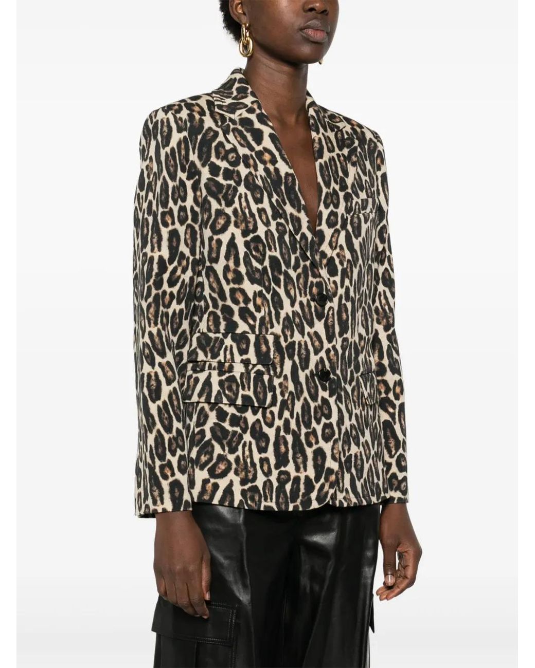 Theory Black Leopard-Pattern Blazer