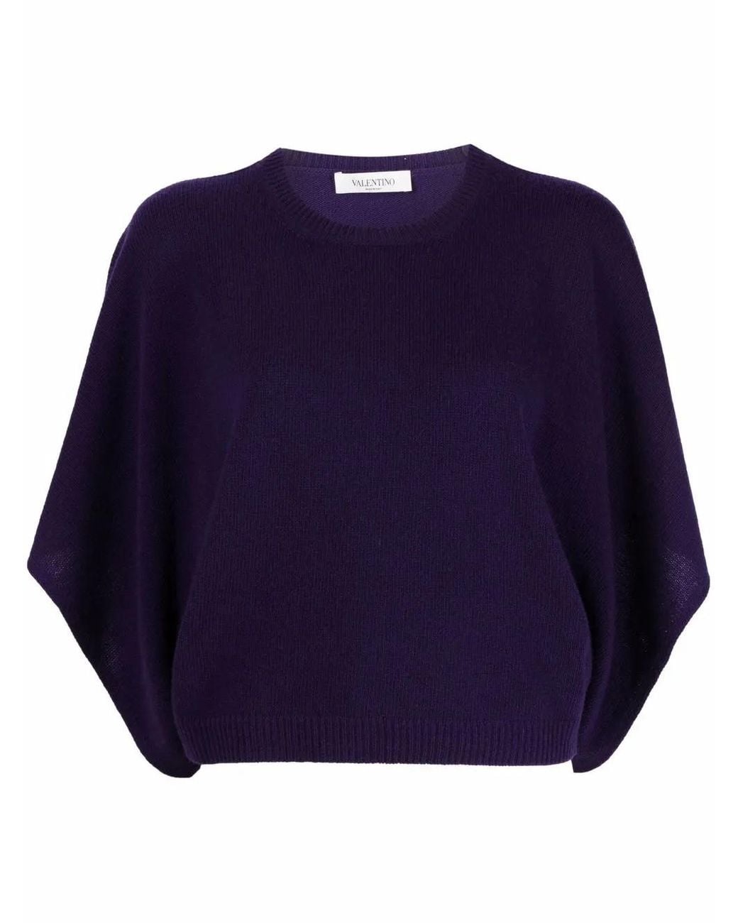 Valentino Garavani Blue Batwing-Sleeve Knitted Top