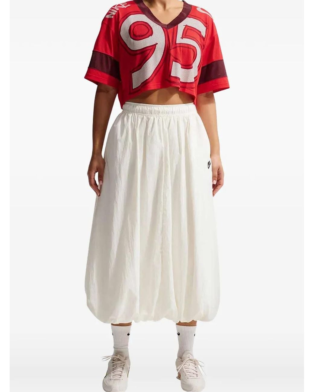 Nike Red Cropped Mesh T-Shirt