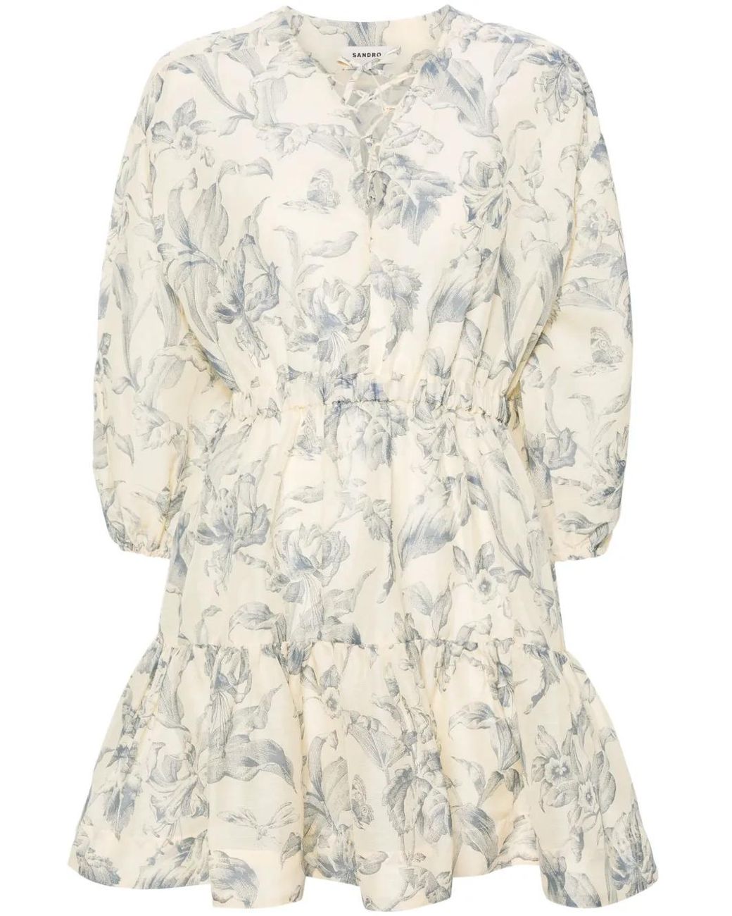 Sandro Natural Josella Floral-Print Minidress