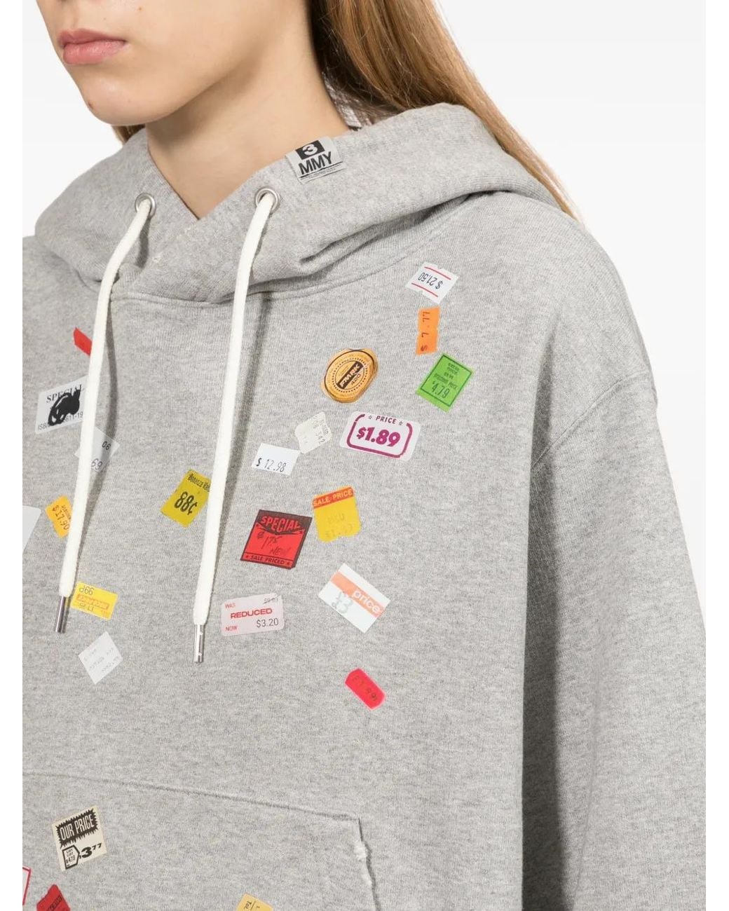 Maison Mihara Yasuhiro White Price-Tag Sticker Printed Hoodie