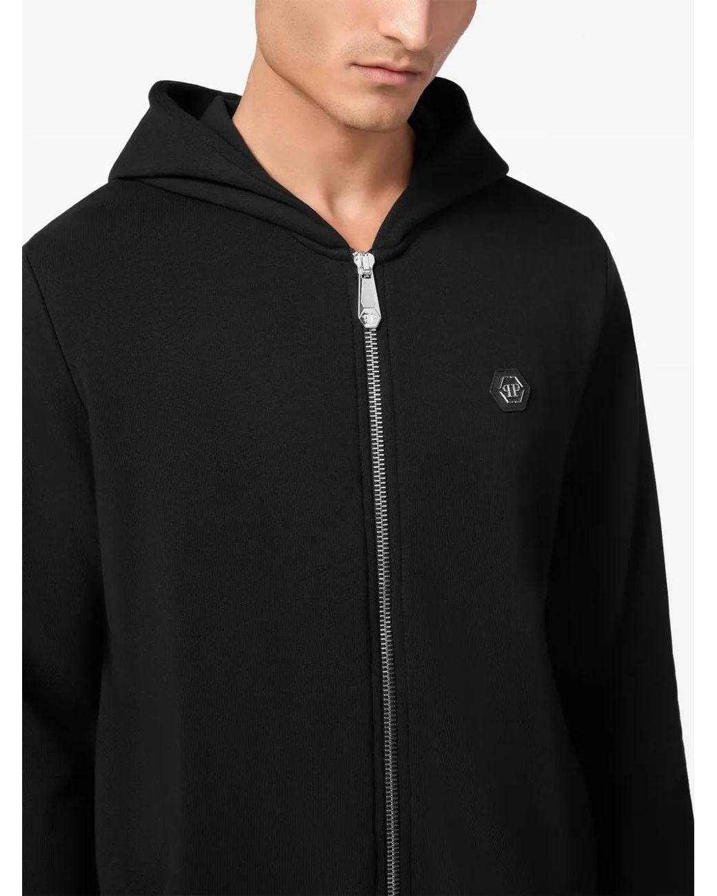 Philipp Plein Black Crystal-Embellished Hoodie for men