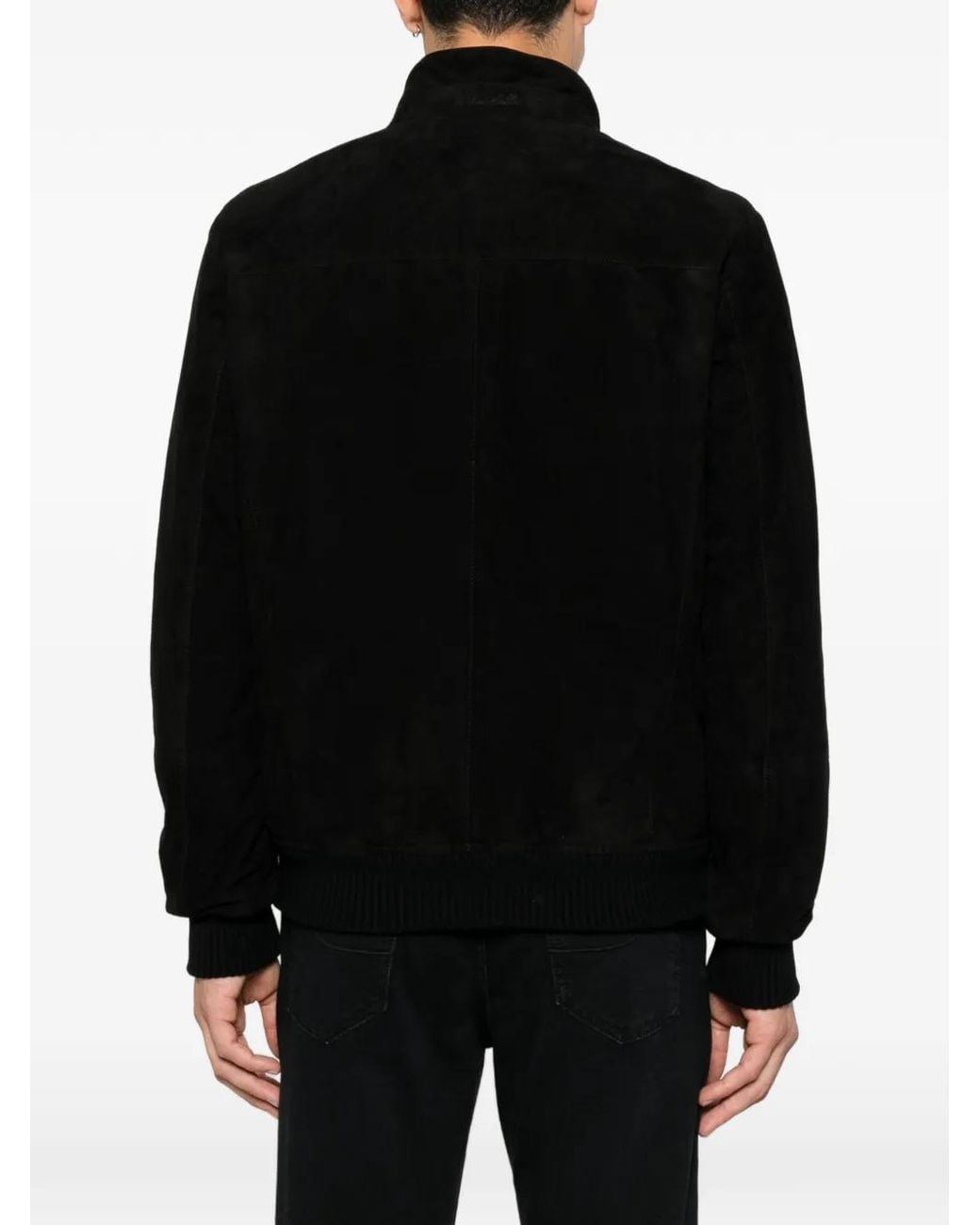 Enrico Mandelli Black Suede Bomber Jacket for men