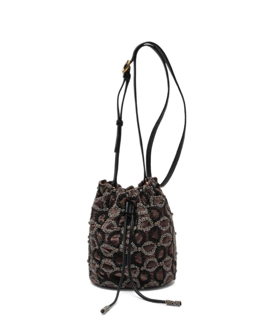 Maliparmi Black Beaded-Embroidered Bucket Bag