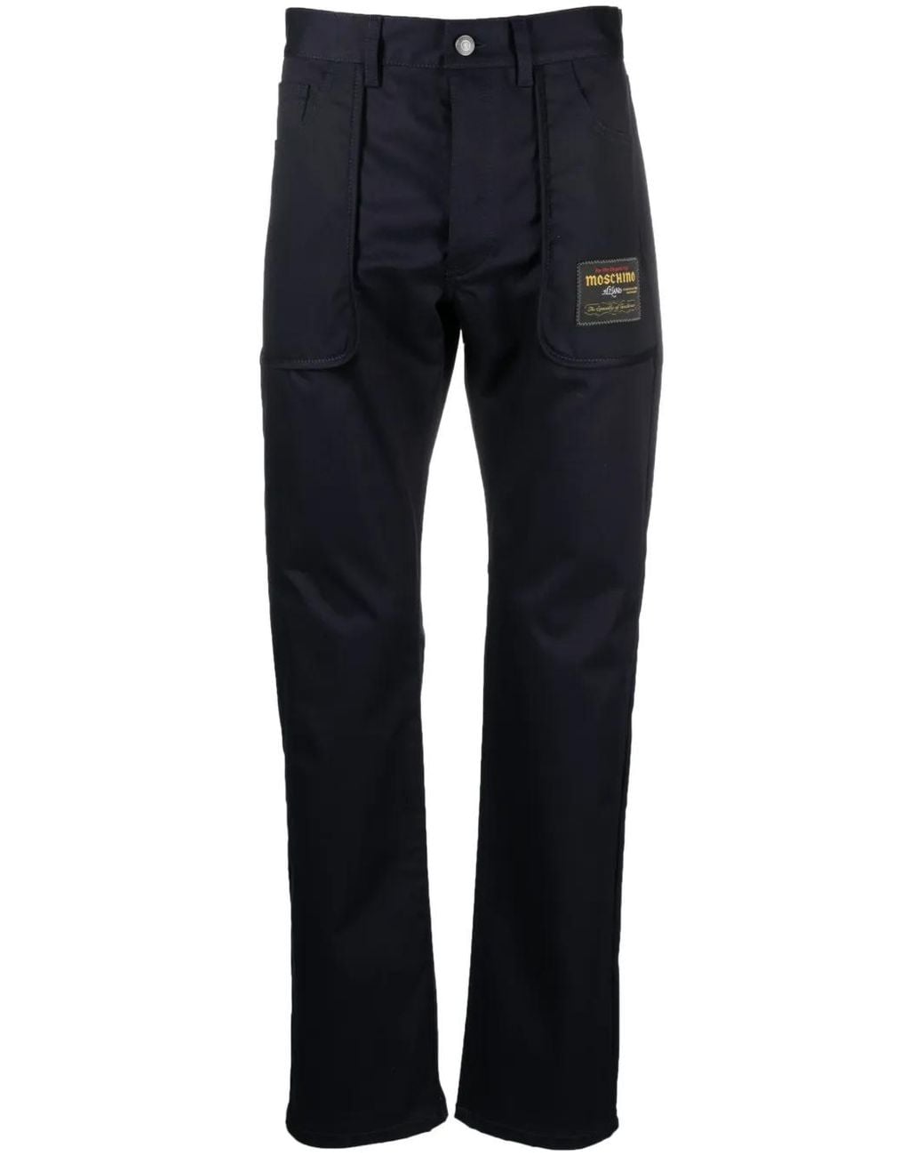 Moschino Blue Straight-Leg Cotton Trousers for men