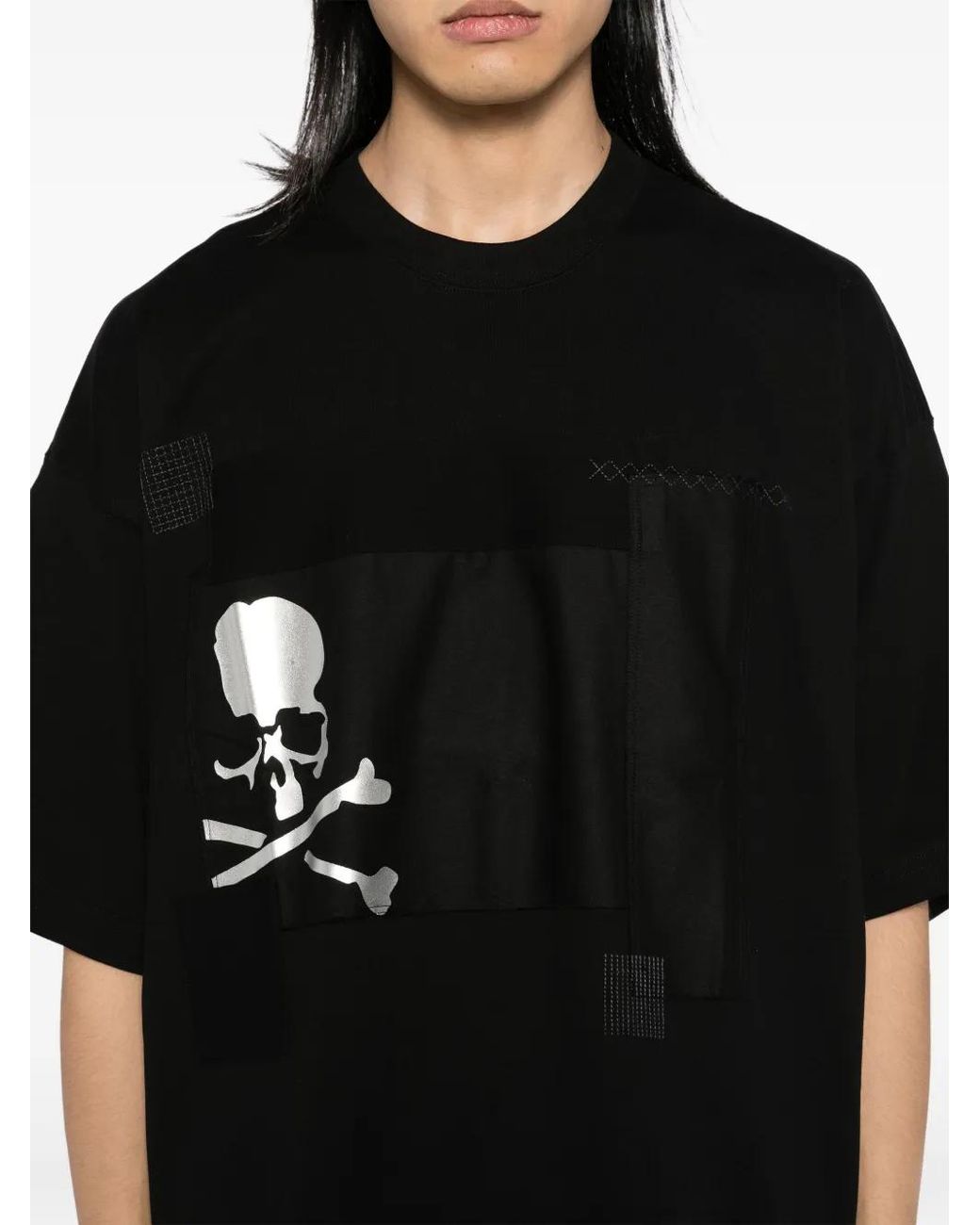 MASTERMIND WORLD Black Patchwork T-Shirt for men