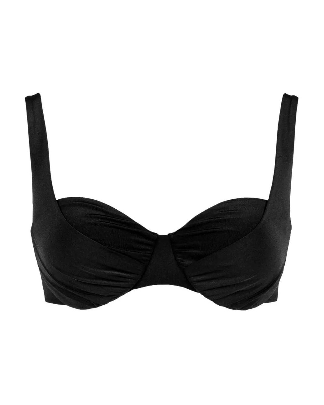 Twinset Black Ruched-Detail Bikini Top