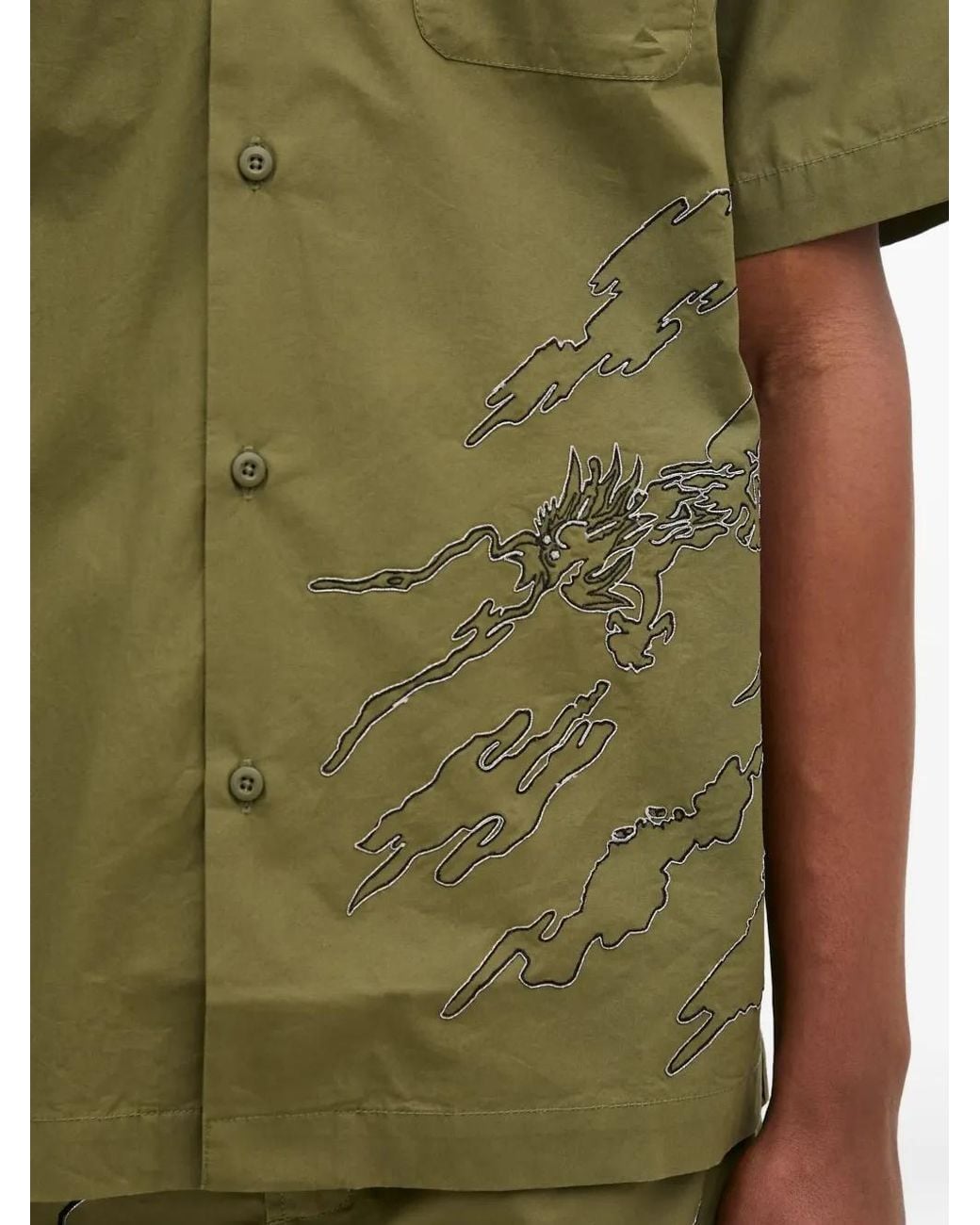 Maharishi Green Dragon-Embroidered Short-Sleeve Shirt for men