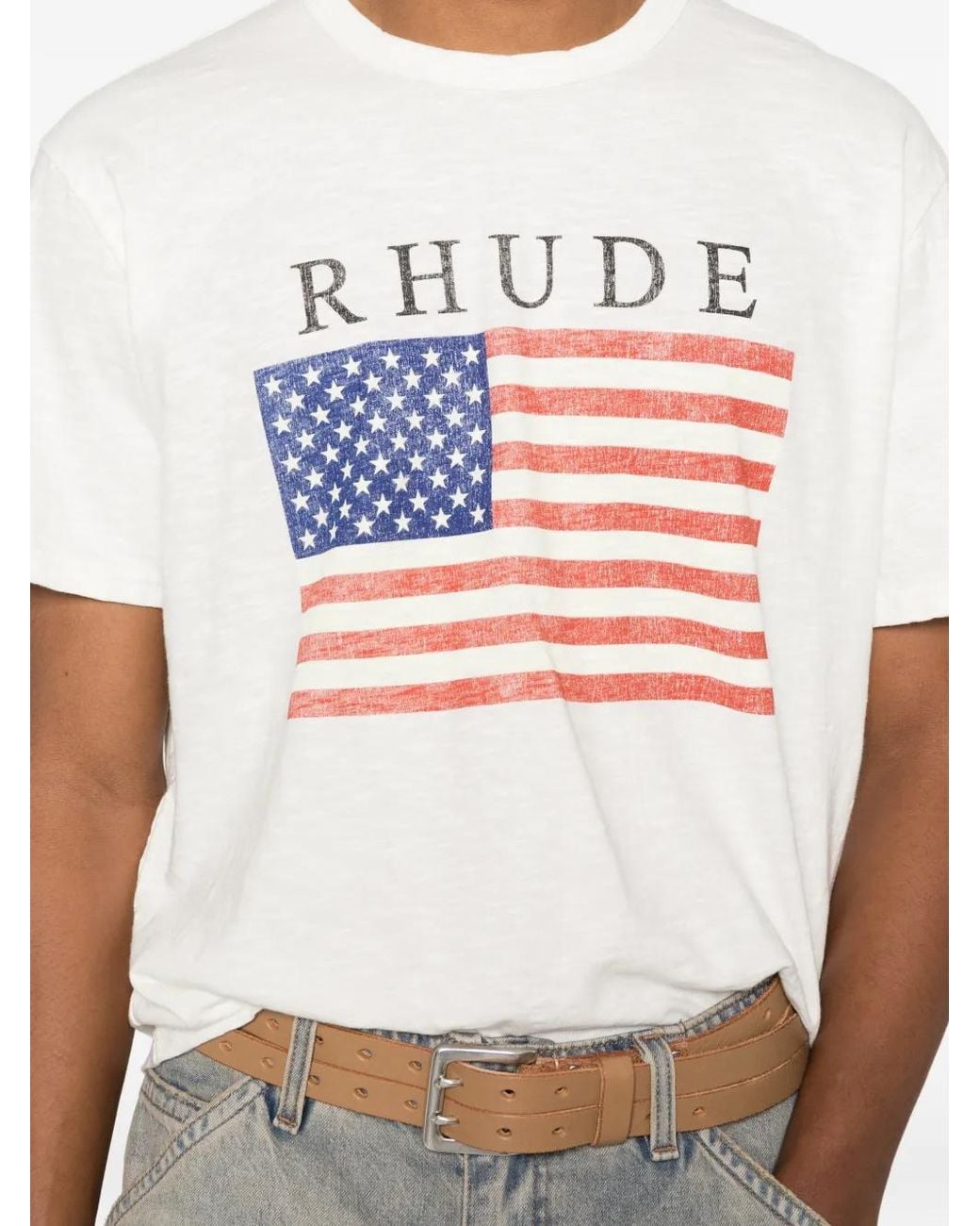 Rhude White Usa Flag T-Shirt for men