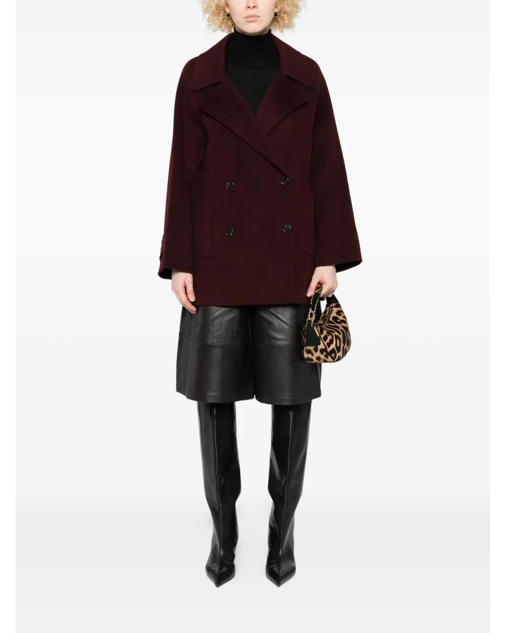 Arma Purple Double-Breasted Wool Coat