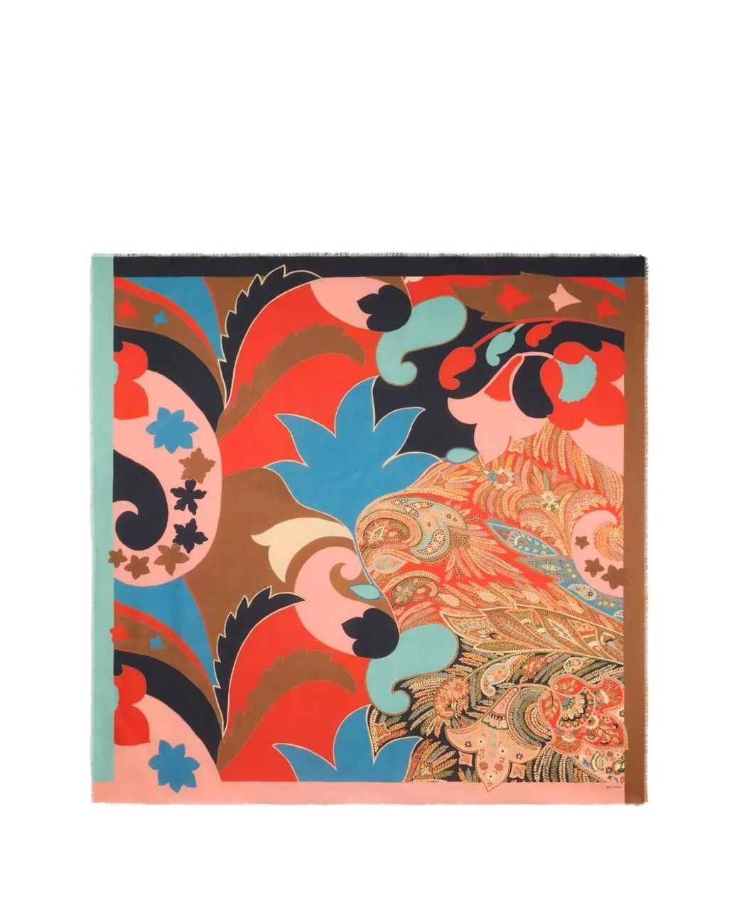 Etro Orange Cotton-Blend Jacquard Shawl With Floral Paisley Motif
