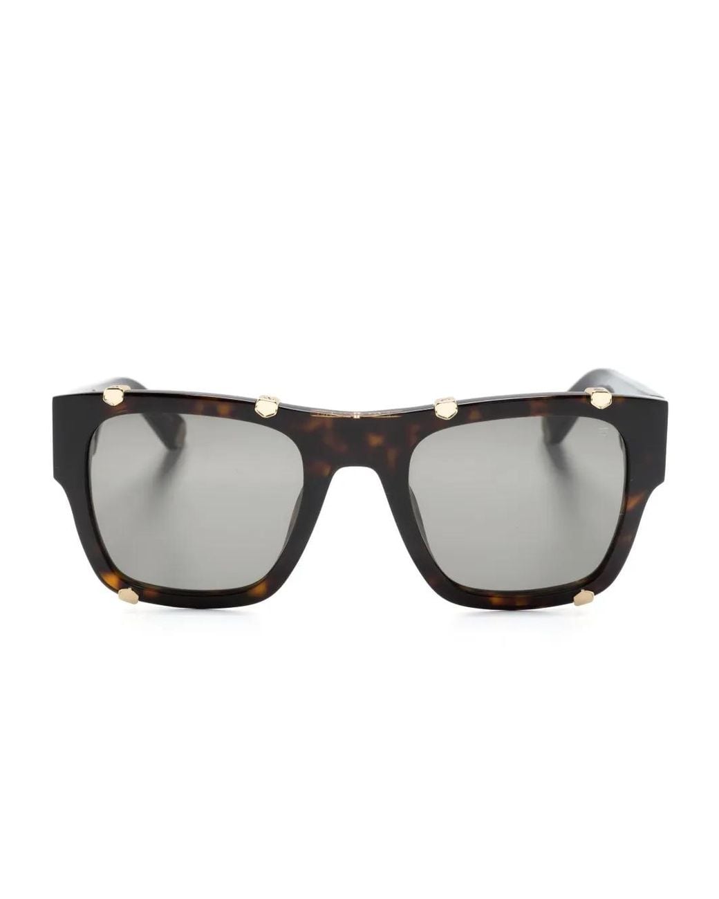 Philipp Plein Gray Logo-Engraved Square-Frame Sunglasses for men
