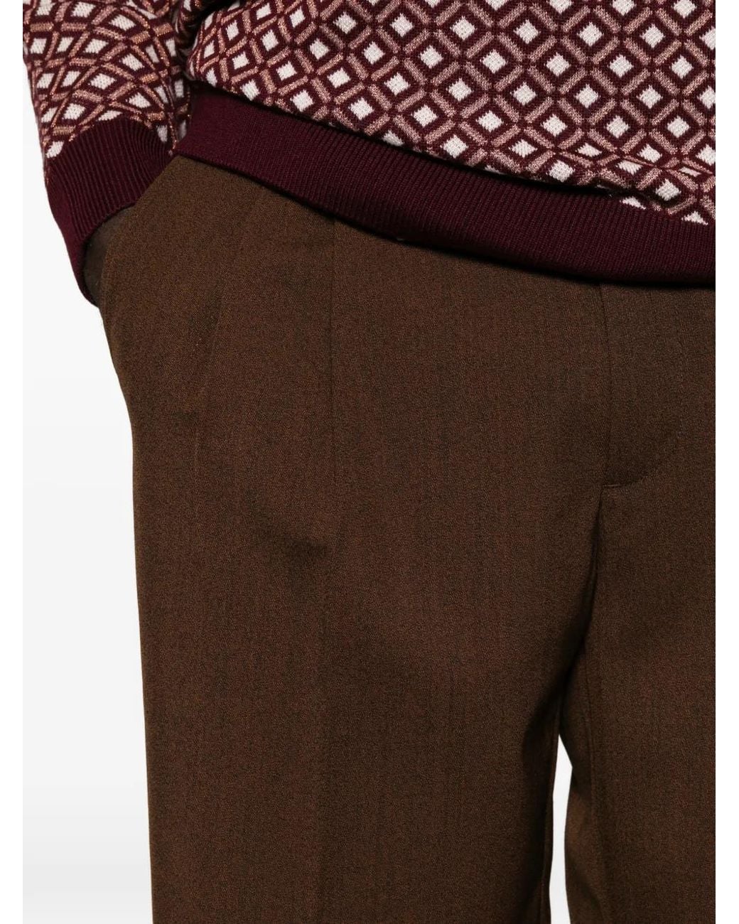 Drole de Monsieur Brown Pleated Trousers for men