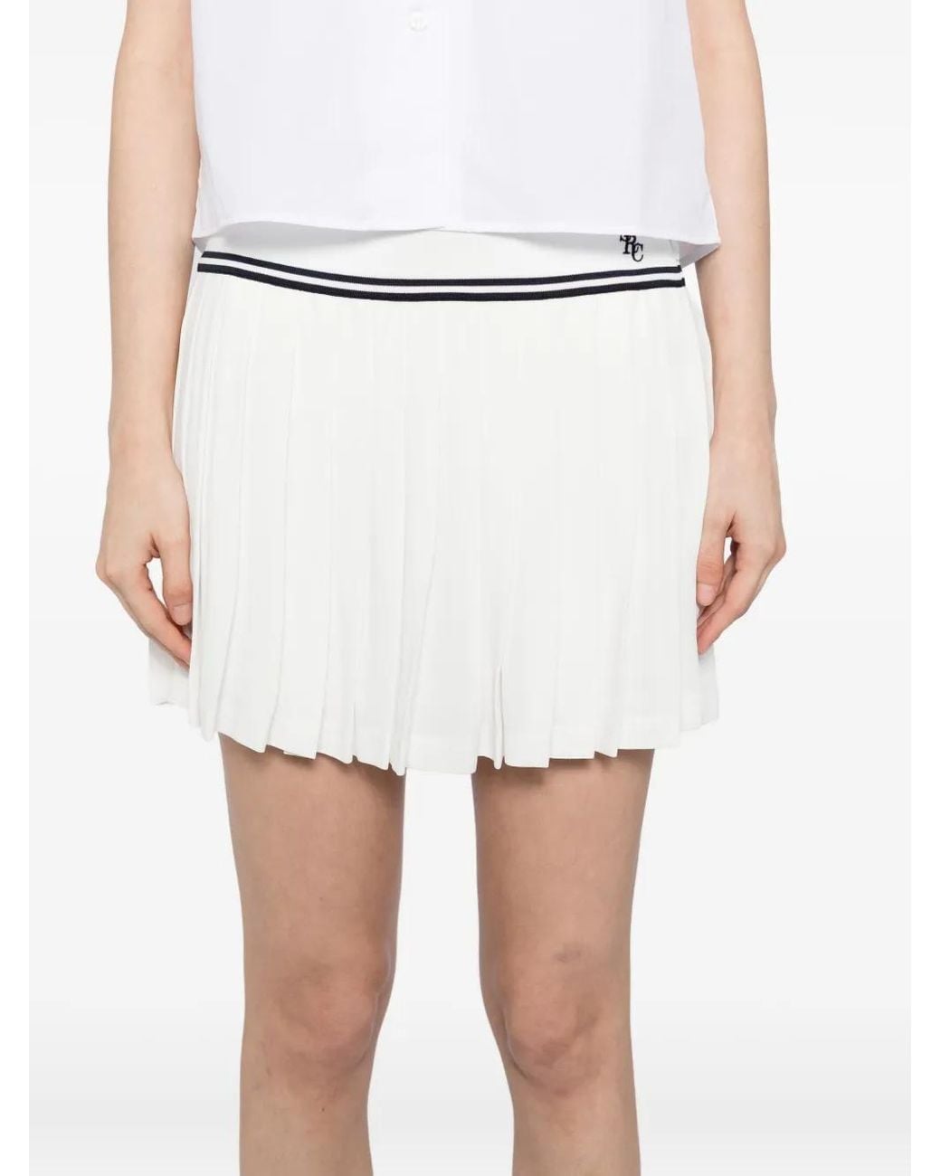 Sporty & Rich White Pleated Panelled Skirt