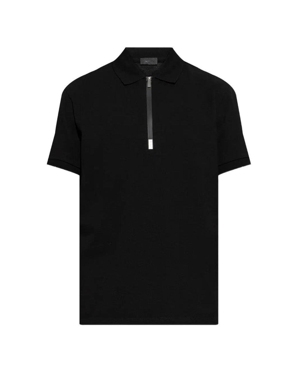 Moncler Black Zip Polo Shirt for men