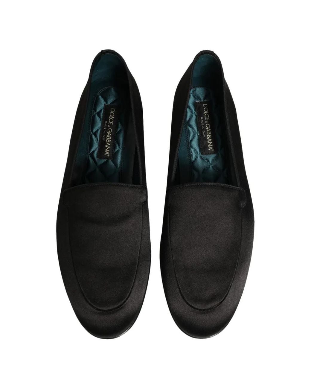 Dolce & Gabbana Black Satin Logo-Plaque Loafers for men