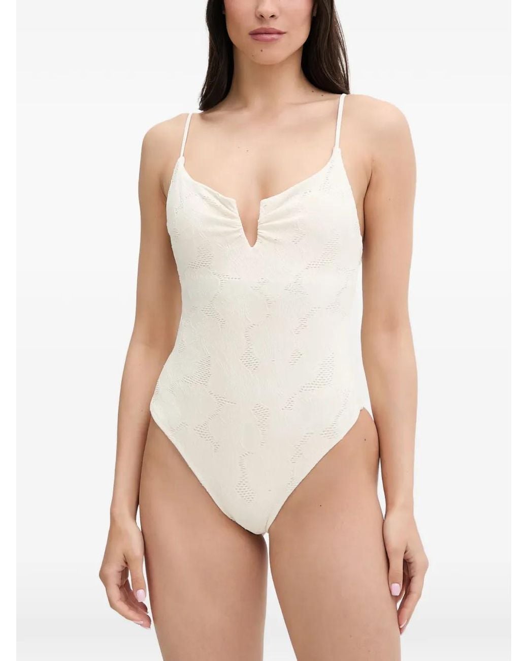 Rip Curl White Maillot De Bain Oasis À Dentelle Fleurie