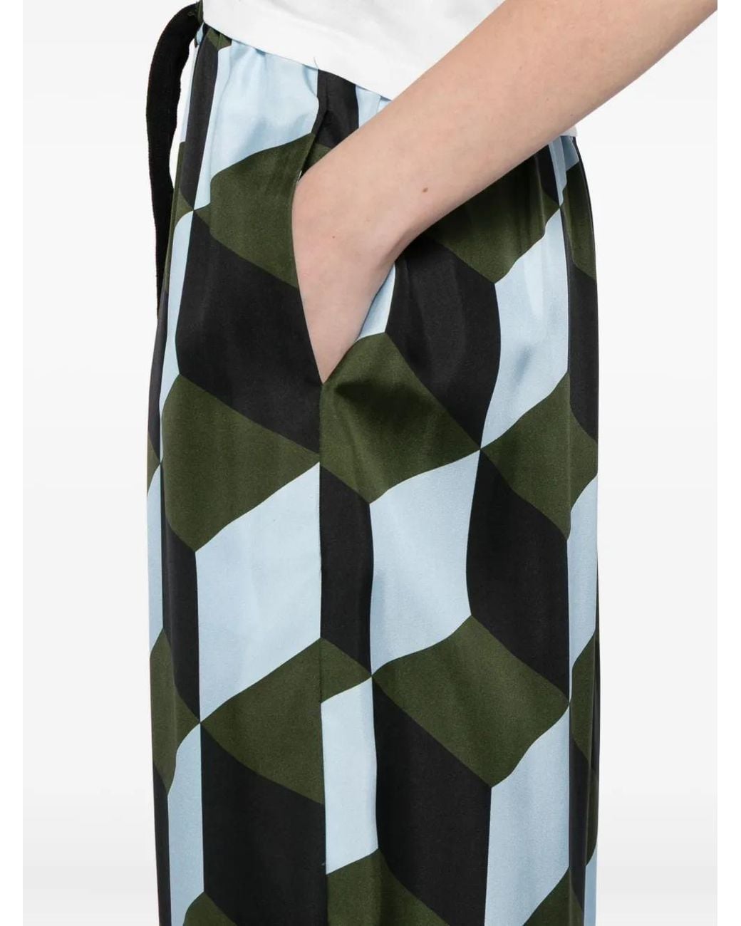 Cynthia Rowley Blue Geometric-Print Trousers