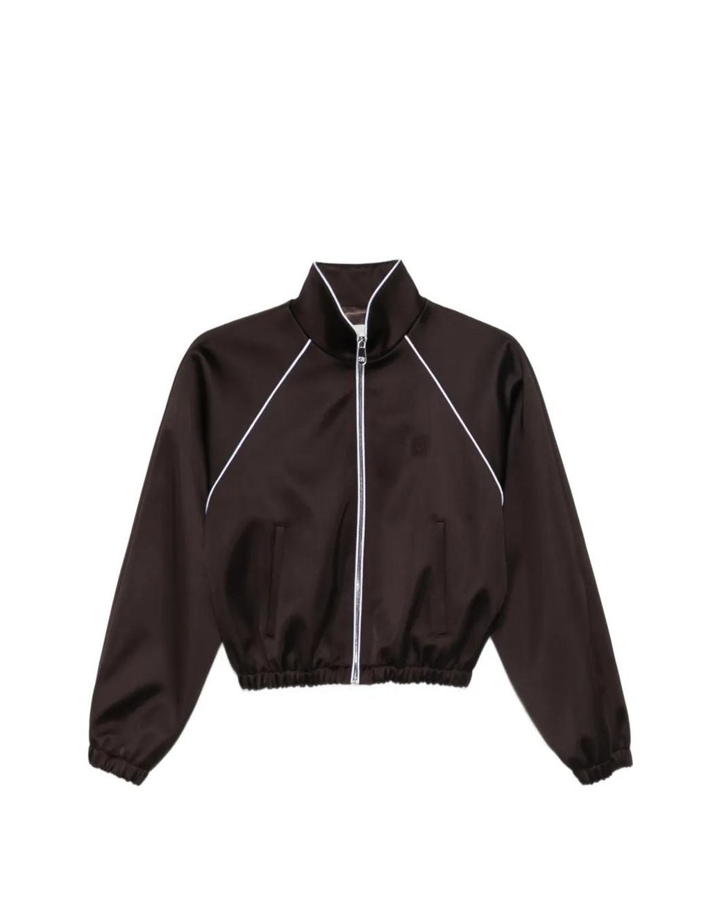 Sandro Black Embroidered Cropped Satin Jacket