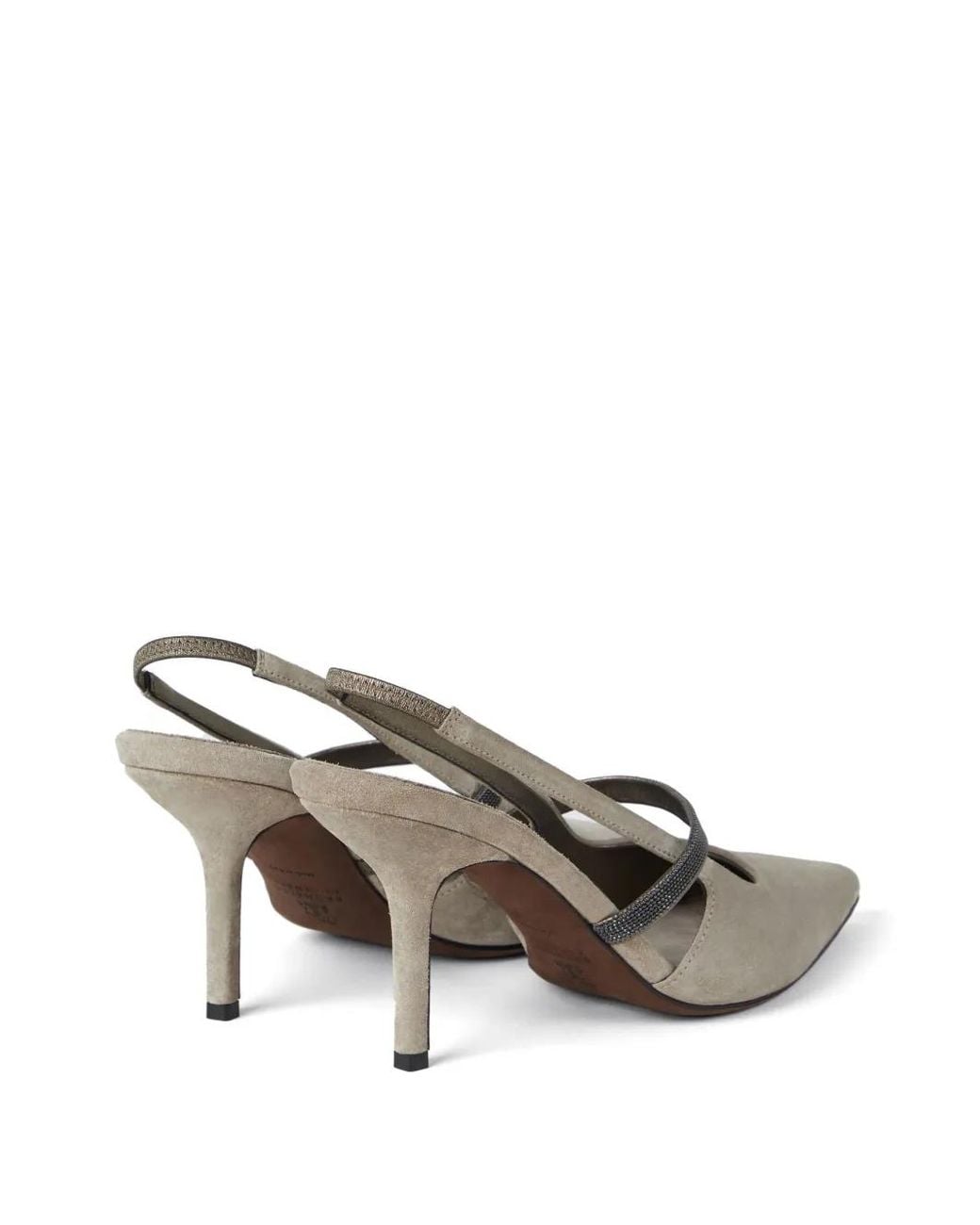 Brunello Cucinelli Gray Pointed Sling-Back Sandal