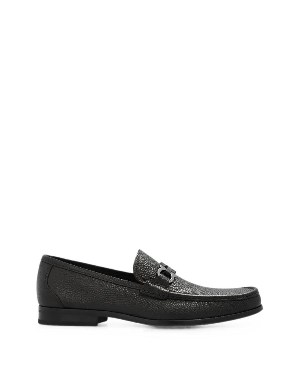 Ferragamo Black Gancini Buckle Loafers for men