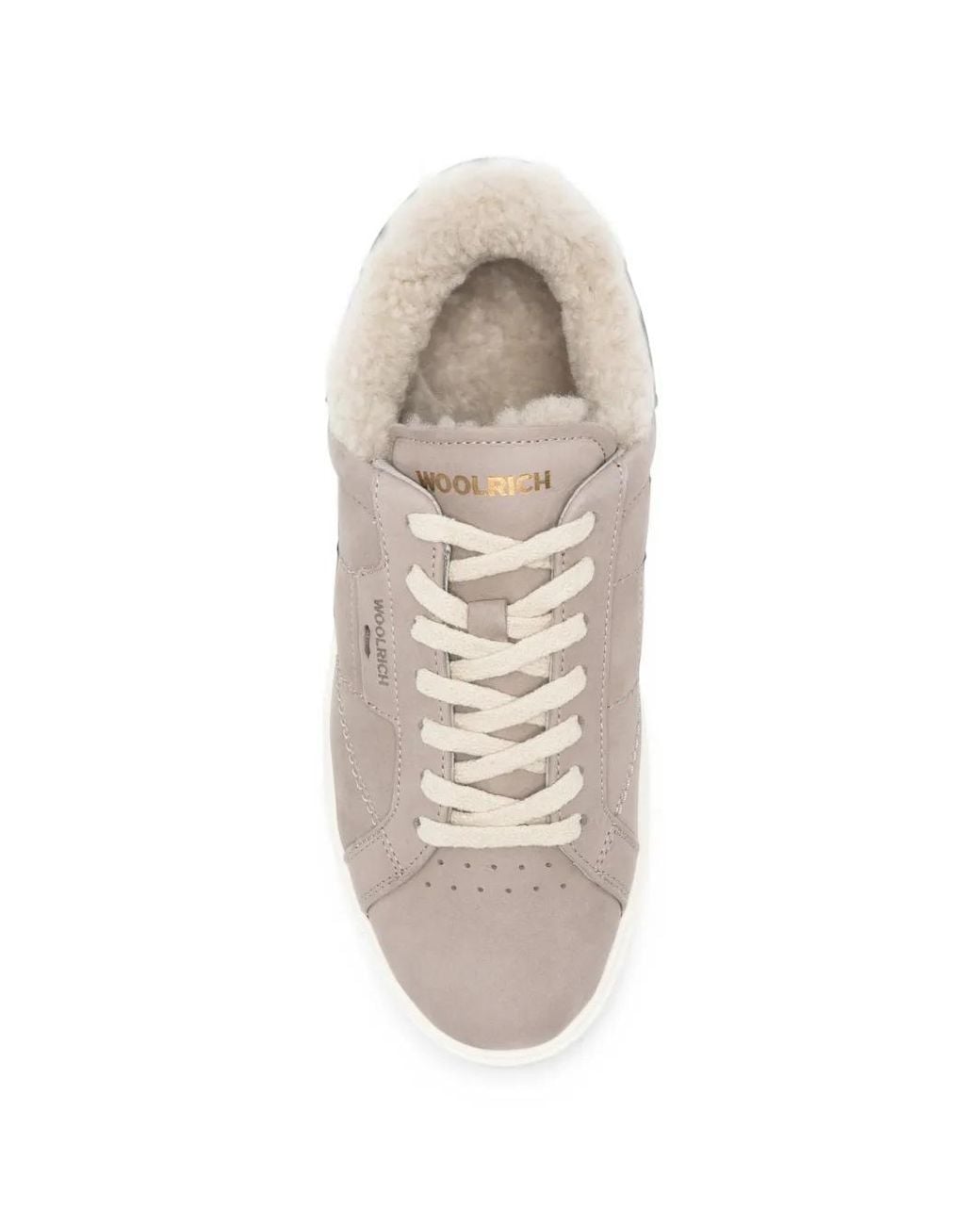 Woolrich White Shearling-Lined Leather Sneakers