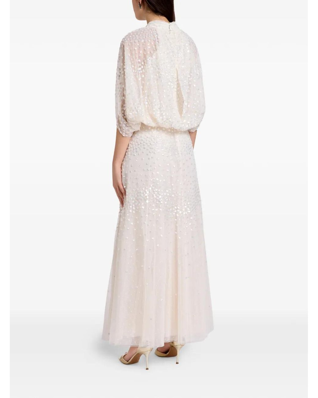 Needle & Thread White Beaded Maxi Dress