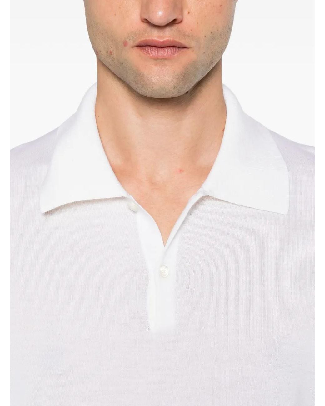 Jil Sander White Short-Sleeve Wool Polo Shirt for men