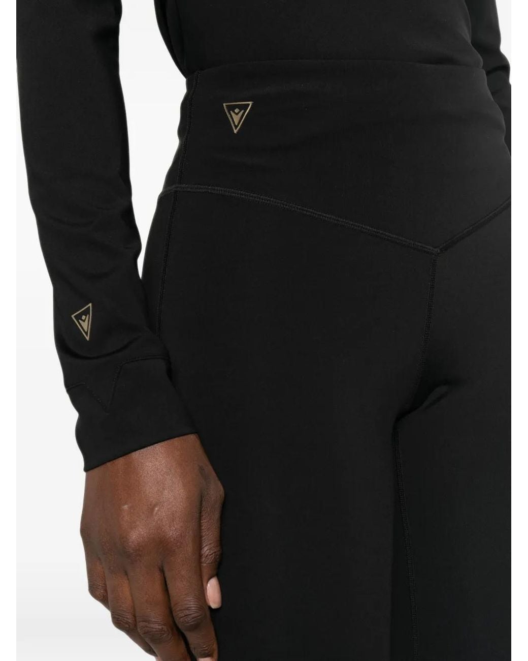 MACRON Black Logo-Patch Performance Leggings