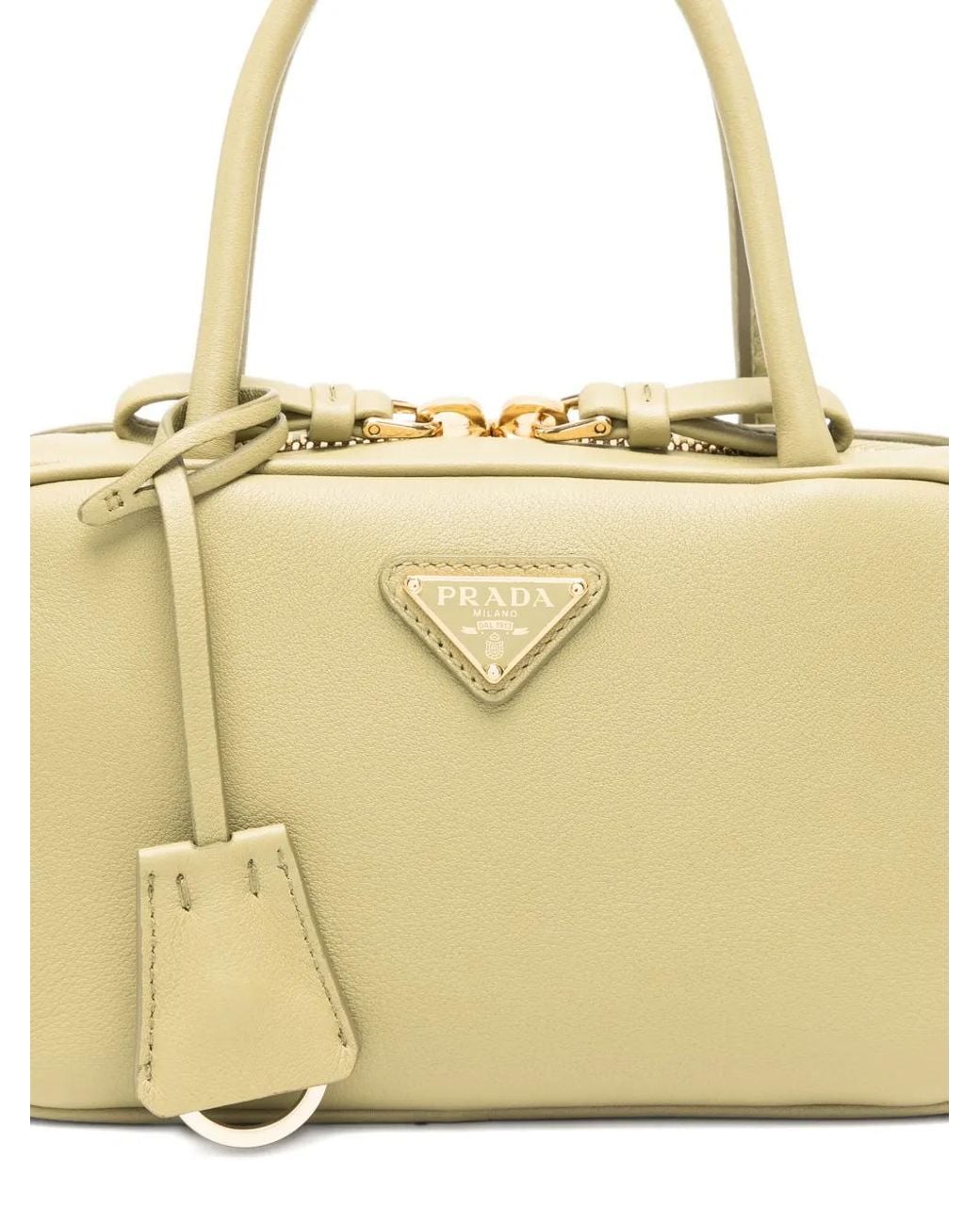 Prada Metallic Triangle-Logo Satchel Bag