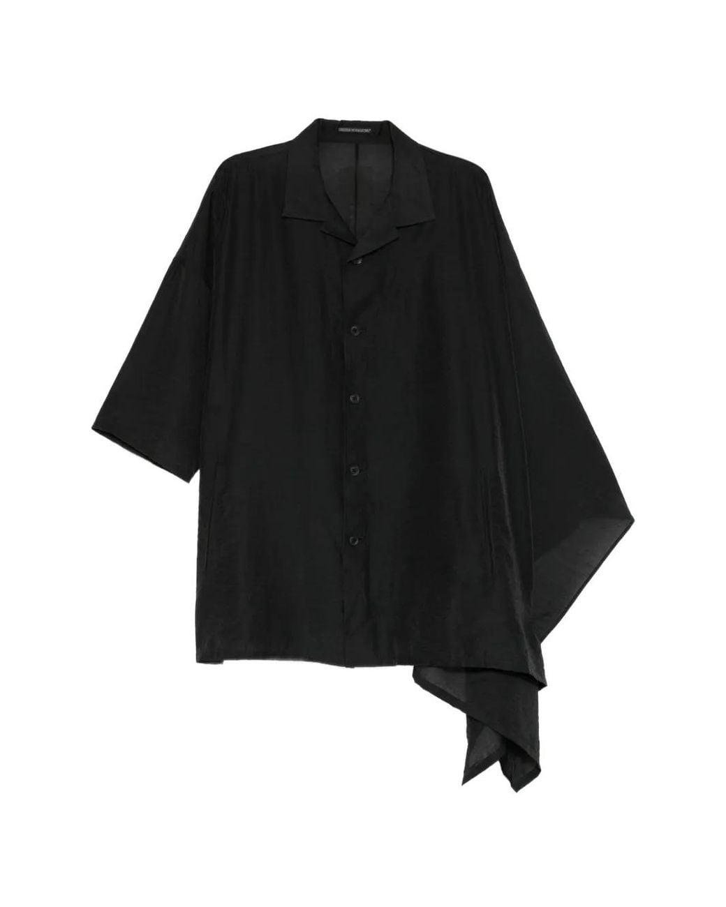 Yohji Yamamoto Black Asymmetric Lawn Cape Shirt for men
