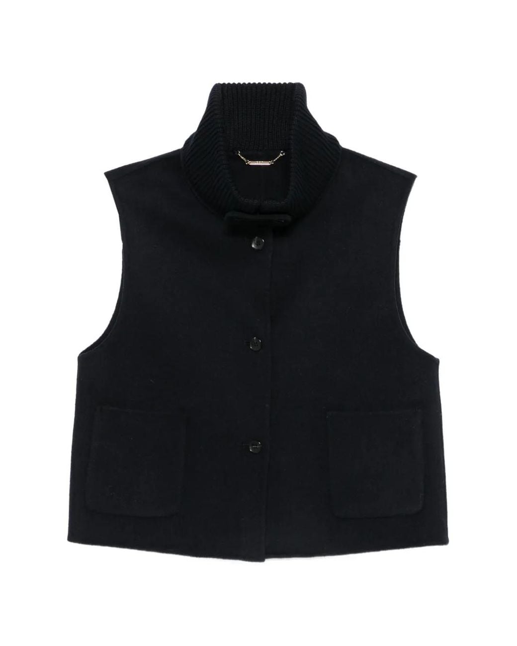 Seventy Black Ribbed-Collar Button-Up Jacket