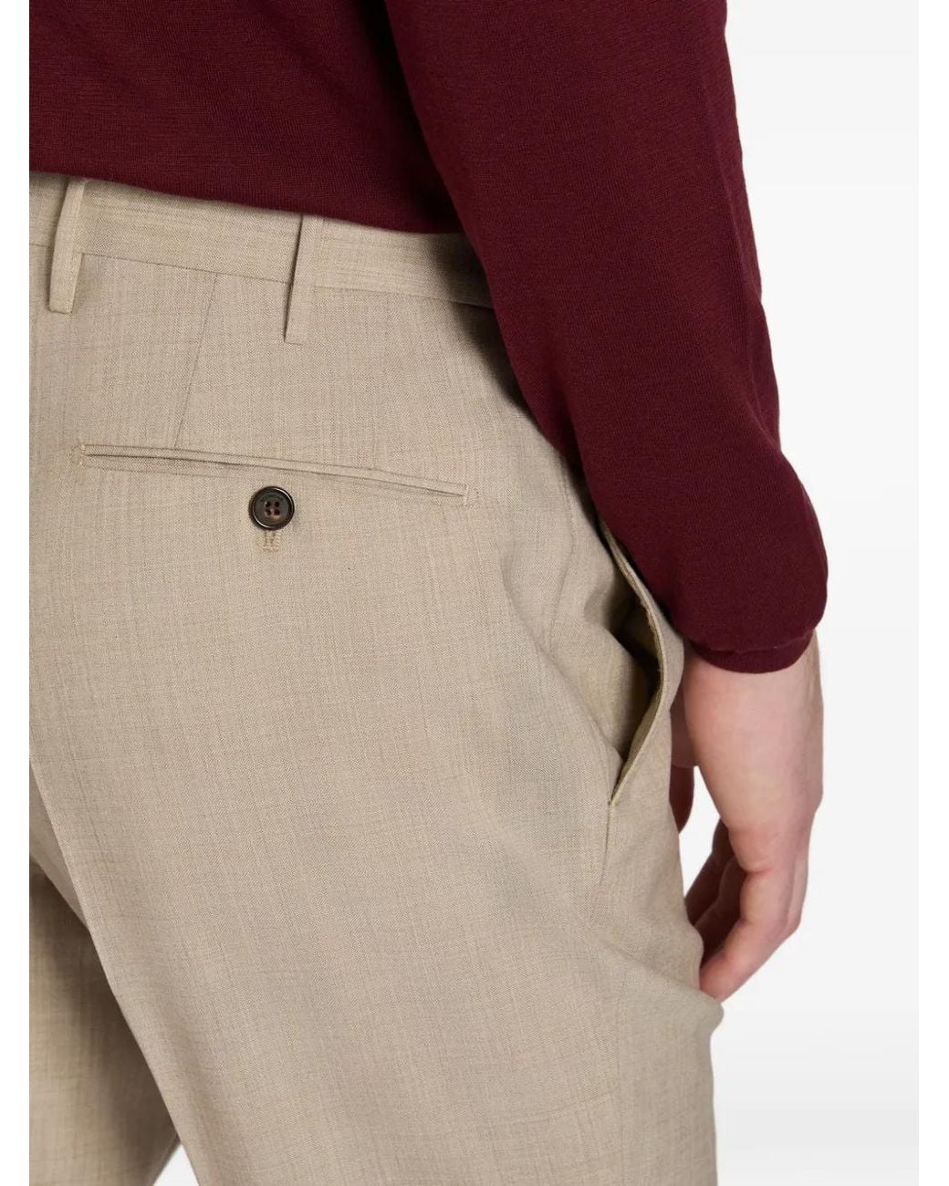 Incotex Natural Pleated Wool Trousers for men