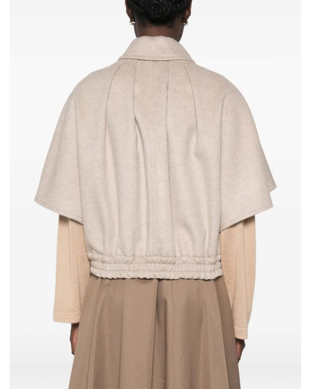 Max Mara Natural Dream Button-Up Cape Jacket
