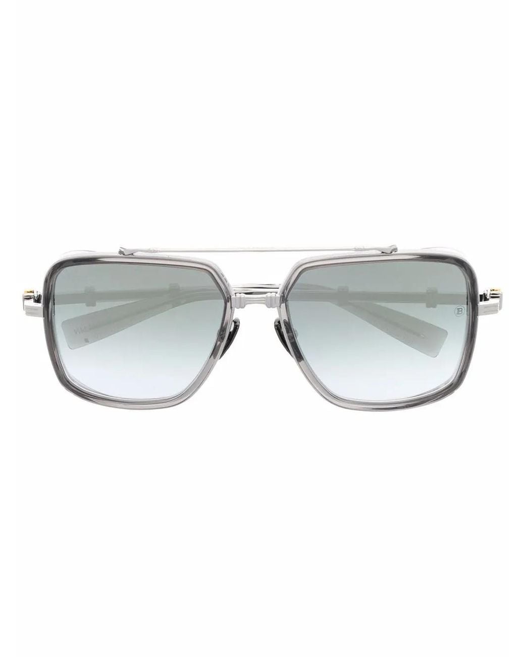 Balmain Gray Officier Square-Frame Sunglasses