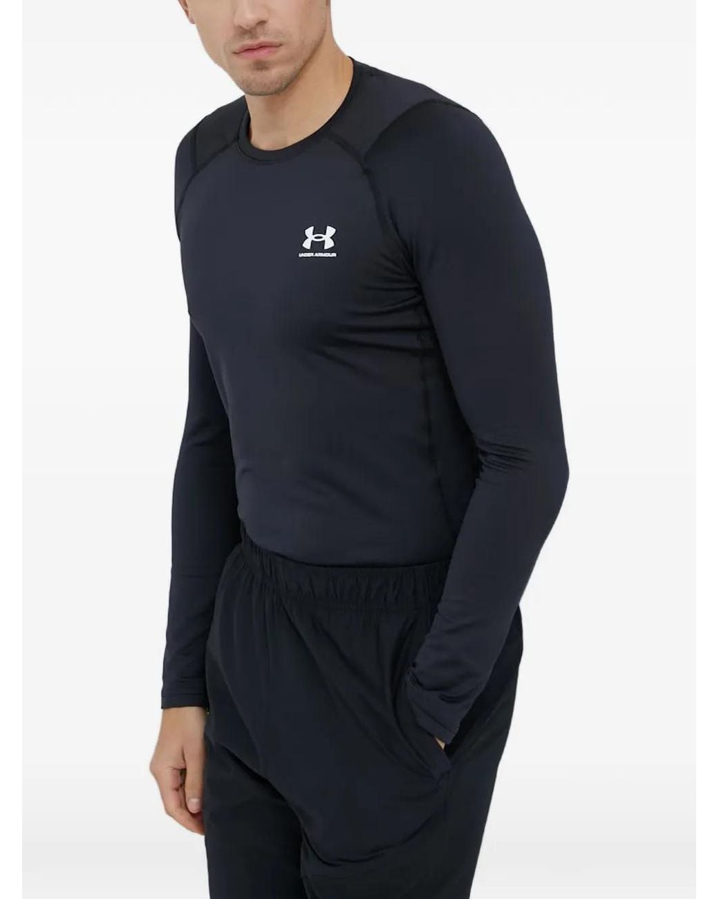 Under Armour Blue Coldgear Logo-Printed Long-Sleeved Compression T-Shirt for men