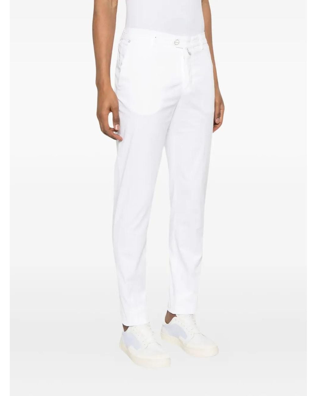Kiton White Logo-Patch Trousers for men