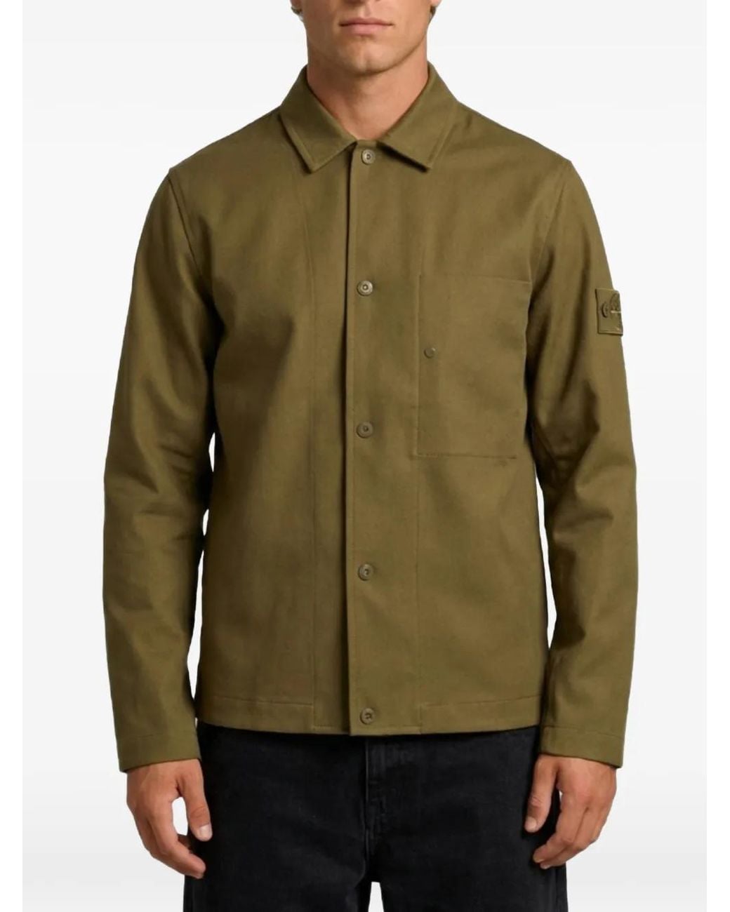 Stone Island Ghost Shirtjack Met Logo-Patch in het Green voor heren