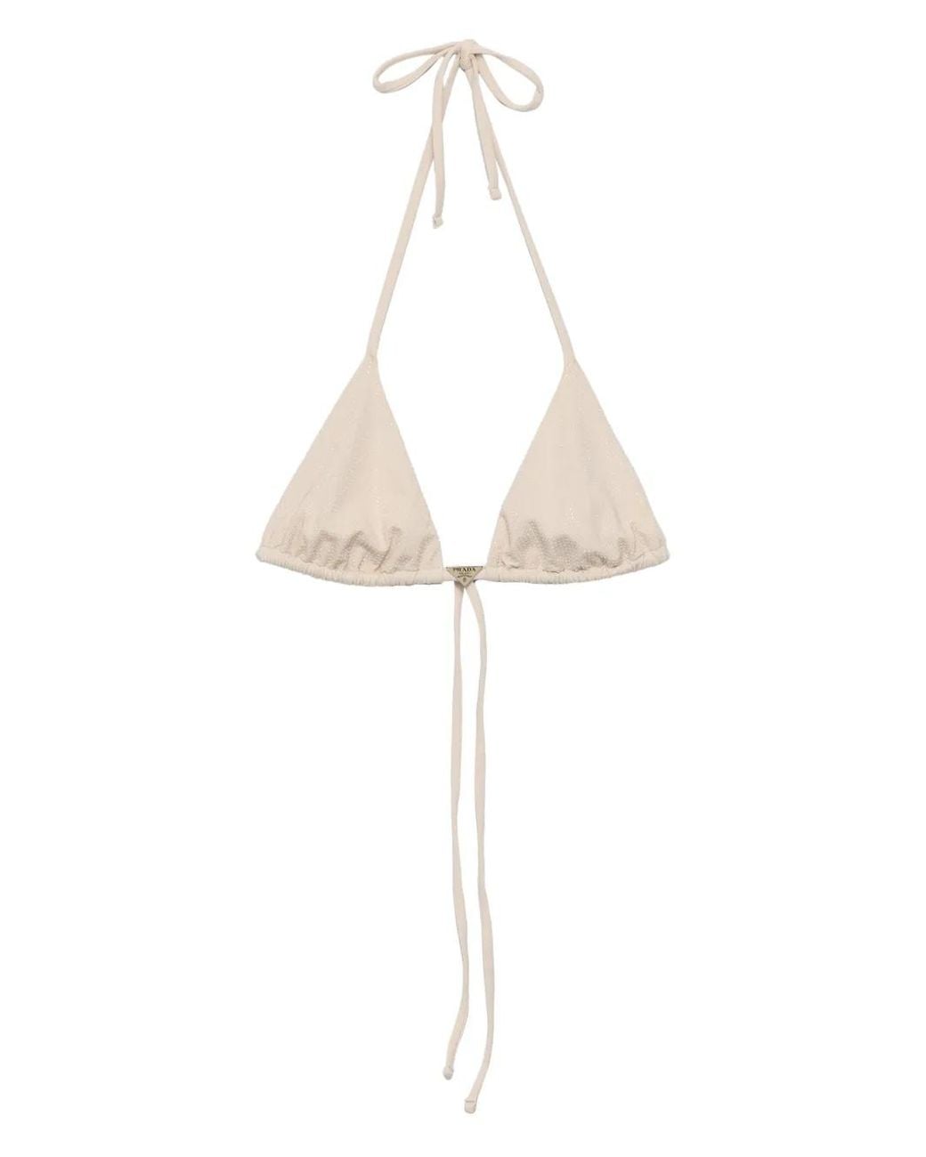 Prada White Rhinestone-Embellished Triangle Bikini Top