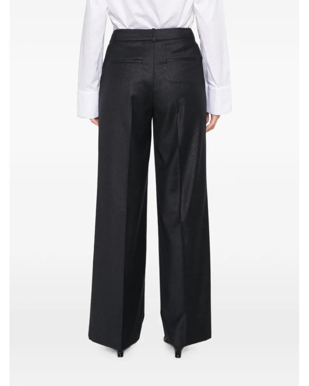 Peserico Black Shimmering Wide-Leg Trousers