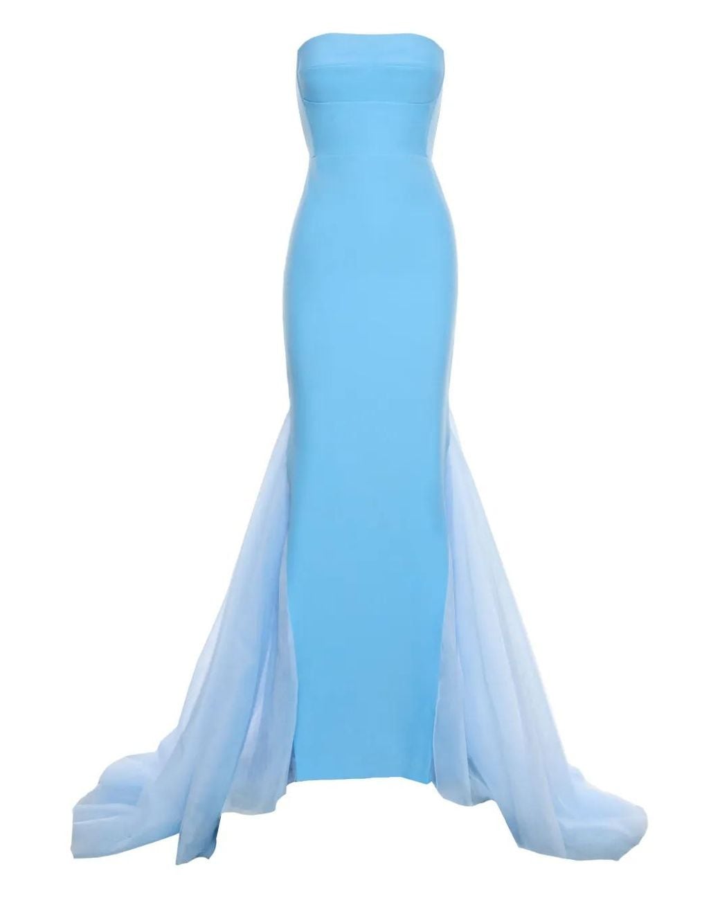 V:PM ATELIER Blue Ariana Strapless-Fishtail Maxi Gown