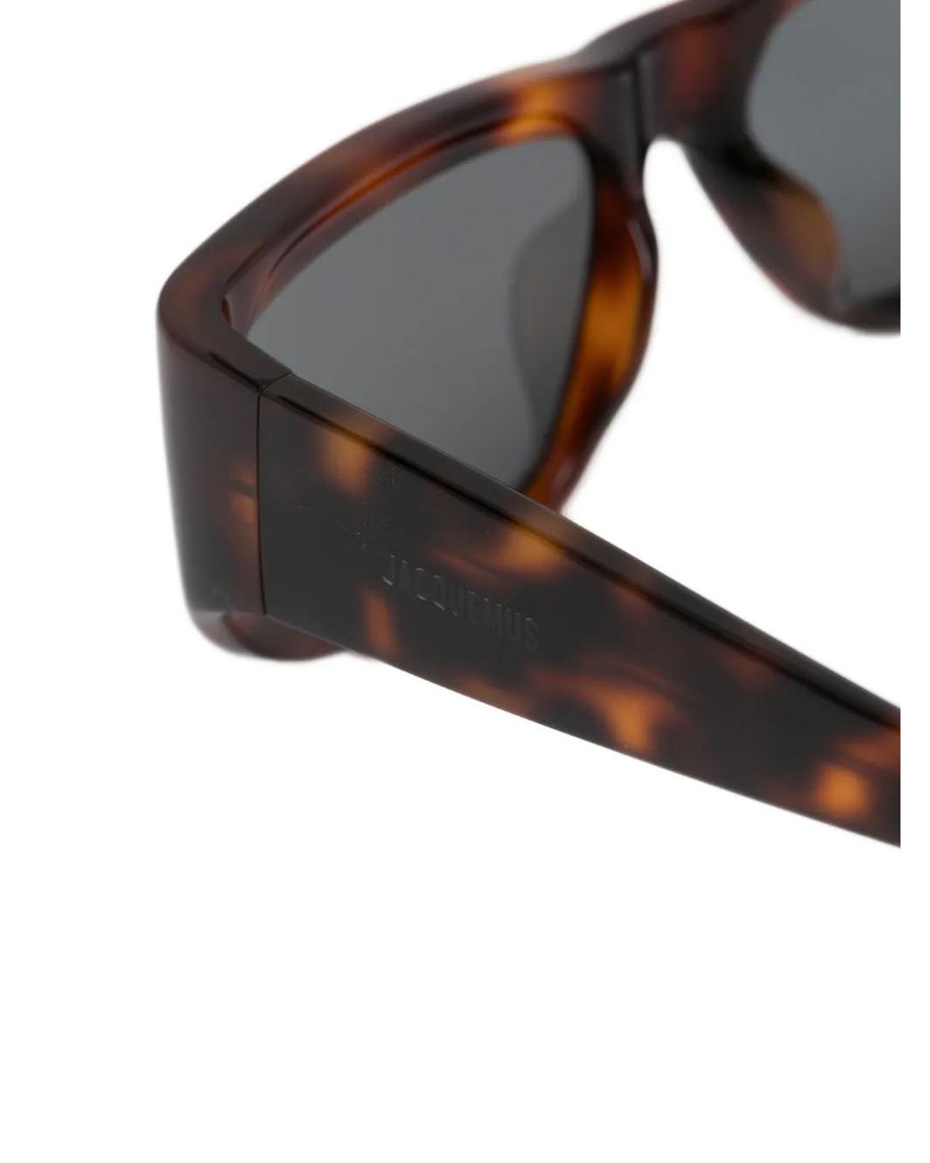 Jacquemus Gray Pilota Tortoiseshell-Effect Rectangle-Frame Sunglasses