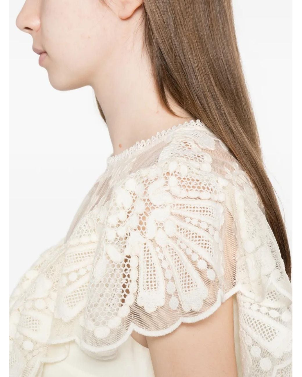 Sandro White Floral Guipure Crop Top